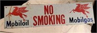 Mobil Oil No Smoking sign, 20 inches by 5 inches