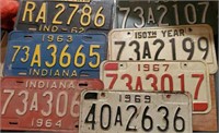 Indiana license plates 1960s,  1962, 1963, 1964