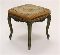 French Footstool w/Needlepoint Seat