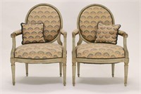 Pair French Fauteuil Armchairs
