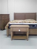 Queen bed frame with night stand and dresser