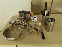 Lot of Various Tools Utensils, Measuring Cups,