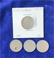 1902, 1903, 1905, and Unknown Liberty Nickels