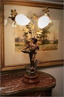 French Figural Newel Post Lamp