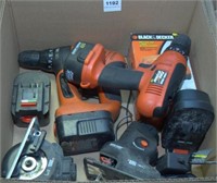 box lot of assorted Black & Decker cordless tools,