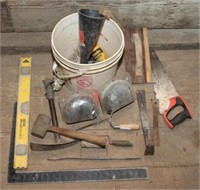 bucket lot of asstd. tools to include funnel,
