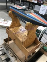 Blue boat, 18" long, w/ stand