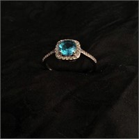Simulated Blue Topaz & Silver Ring - .91 CT’s