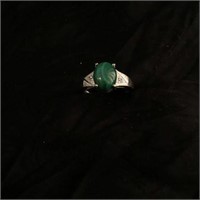 African Malachite & Sterling Silver Ring - Size 6