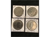 4 Eisenhower Dollars 1971 D, 1972 P, 1974 P, 1976