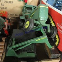 John Deere toy skid loader, tractor w/ cab