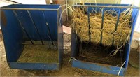 3 Blue Metal Stall Mounted Horse Feeders