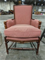 Red Upholstered Antique Carved Chair