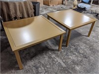 Gold Painted Pair of Metal Side Tables