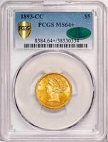 $5 1893-CC PCGS MS64+ CAC