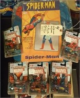 Spiderman costume & 5 MARVEL diecast cars
