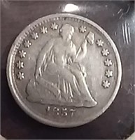 Pre civil war 1857 Seated Liberty HALF DIME