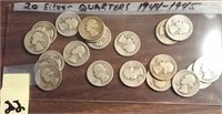 20 silver Washington quarters 1944 - 1945
