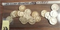 20 silver Washington quarters 1945-1948