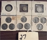 9 amazing US steel war pennies + 3 foreign coins