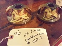 2 OLD Roseville zephyr lily candleholders 1162-2
