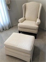 Ivory Wingback Chair and Ottoman