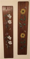 Pair of Wooden Floral/Butterfly/Bee Wall Décor