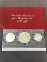 US Bicentennial 1976 silver proof set, 3 coins