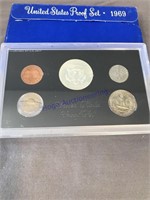 1969 US proof set w/silver Kennedy Half, 5 coins