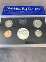1969 US proof set w/silver Kennedy Half, 5 coins