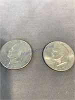 1977 Eisenhower P&D dollars, 2 coins