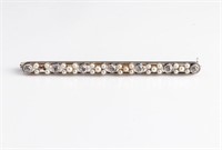 Edwardian Platinum Diamond & Pearl Bar Pin Brooch