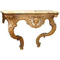 French Rococo Style Marble Top Console