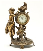 Rococo Manner Gilt Metal Putti Clock