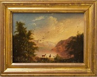 Hudson River School Landscape with Deer Oil
