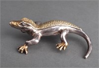 Silver & Gold Plated Alligator Brooch Pendant