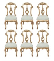 Rococo Manner Carved Dining Chairs, 6