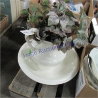 White picture & bowl w/flower decor