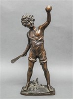 After Iffland Bronze "Cricket Boy" Sculpture