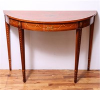 Adams Style Painted Wood Demilune Console