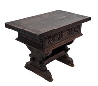 Renaissance Revival Carved Wood Slide-Top Table