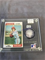 1990 1 troy OZ silver Mike Schmidt coin & card