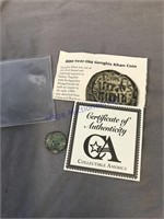 800 year old Genghis Khan coin w/certificate