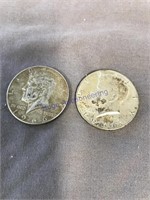 2-1966 Kennedy Half dollars, 40% silver, 2 coins