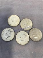 5-1967 Kennedy Half dollars, 40% silver, 5 coins