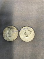 2-1969-D Kennedy Half dollars, 40% silver, 2 coins