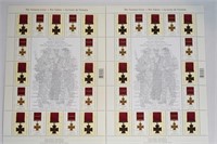 Uncut Approval Signed Military Medal Stamp Sheet