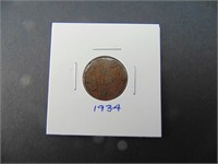 1934 Canadian One Cent Coin