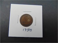 1938 Canadian One Cent Coin