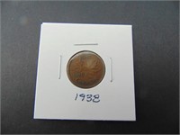 1938 Canadian One Cent Coin